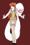 accelo accelo_(character) colored_background crossdressing feline glasses leopard male skimpy snow_leopard solo stockings 