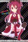  bad_id bad_pixiv_id bare_shoulders bow detached_sleeves hair_bow haseixi long_hair magical_girl mahou_shoujo_madoka_magica polearm ponytail red_eyes red_hair sakura_kyouko solo spear thighhighs weapon 
