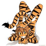  :3 breasts brown_hair cute feline female flora_(twokinds) hair keidran orange pun side_boob slit_pupils smile solo tail tiger tom_fischbach twokinds white yellow_eyes 