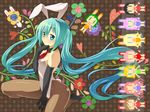  alternate_costume animal_ears aqua_eyes aqua_hair bunny_ears bunny_tail bunnysuit detached_collar elbow_gloves fishnet_pantyhose fishnets flower gloves gumi hatsune_miku high_heels highres kaai_yuki kagamine_rin lily_(vocaloid) long_hair megurine_luka meiko necktie nekomura_iroha oumi_sanaka pantyhose pixel_art sf-a2_miki shoes sitting smile solo tail twintails very_long_hair vocaloid 