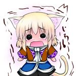  animal_ears blonde_hair cat_ears cat_tail chibi extra_ears fang hoshizuki_(seigetsu) kemonomimi_mode mizuhashi_parsee puru-see scarf solo tail tears touhou trembling 