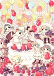  :o :q bad_id bad_pixiv_id balloon birthday_cake blueberry boots cake cream dress english food fruit hair_bobbles hair_ornament hairclip happy_birthday hat in_food minigirl moriyama_shijimi multiple_girls original pastry raspberry rounded_corners strawberry tongue tongue_out topknot 