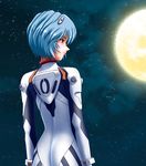  ayanami_rei blue_hair bodysuit moon neon_genesis_evangelion plugsuit red_eyes short_hair solo white_bodysuit yuusuke_(ziyasu) 