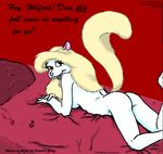  animaniacs anthro bed breasts butt classic female furonpaper mammal minerva_mink mink mustelid nude on_stomach pinup pose raised_tail side_boob solo vintage 