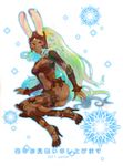  animal_ears breasts bunny_ears cleavage cotton_candy_(artist) dark_skin female final_fantasy final_fantasy_xii fran full_body high_heels leotard long_hair midriff red_eyes shoes silver_hair solo viera white_background 
