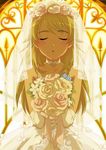  blonde_hair blue_flower blue_rose blush bouquet choker closed_eyes dress elbow_gloves flower gloves hoshii_miki idolmaster idolmaster_(classic) incoming_kiss long_hair official_art pink_flower pink_rose rose solo wedding wedding_dress white_flower white_rose yellow yellow_flower yellow_rose 