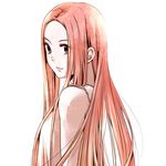  bad_id bad_pixiv_id bare_shoulders light_smile long_hair looking_back no_bangs original pink_hair sasaki_nakona simple_background solo 