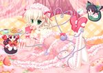  absurdres alternate_costume animal_ears blonde_hair bow braid cake cat_ears cat_tail chibi cup doughnut eyeball food fruit gloves green_eyes hair_bow hairband highres kaenbyou_rin komeiji_koishi long_hair mary_janes multiple_girls multiple_tails red_eyes red_hair reiuji_utsuho shoes short_hair strawberry sushi_maru tail tea teacup thighhighs third_eye touhou twin_braids twintails white_legwear wings 