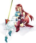  blood blue_hair cuts hijirimaria injury magical_girl mahou_shoujo_madoka_magica miki_sayaka multiple_girls red_hair sakura_kyouko thighhighs 