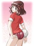  adjusting_buruma adjusting_clothes bad_id bad_pixiv_id ball black_eyes brown_hair buruma gym_uniform highres original panties short_hair solo underwear usaneri_island white_panties 