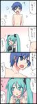  1girl 4koma bad_id bad_pixiv_id blue_eyes blue_hair check_translation comic hatsune_miku highres kaito nase necktie short_twintails translated translation_request twintails vocaloid 