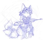  canine female fox jonas krystal polearm sketch solo staff star_fox video_games 