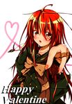  alastor_(shakugan_no_shana) arataka bandaid chocolate dripping foreshortening happy_valentine highres jewelry long_hair pendant red_eyes red_hair school_uniform serafuku shakugan_no_shana shana valentine 