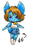  bell blue_eyes brown_hair collar cub cute feline female hair loli lynx monkeywhale short_hair solo tail vivi 
