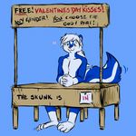  &hearts; aggrobadger blue_fur blush cute eyes fur green_eyes holidays humor kissing_booth male mammal nose paws skunk solo tail valentine's_day valentines_day 
