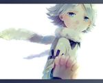  blue_eyes fubuki_shirou hakuren holding_hands inazuma_eleven inazuma_eleven_(series) male_focus out_of_frame pov pov_hands scarf solo_focus wato_samirika white_hair 