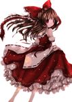  bad_id bad_pixiv_id bow brown_hair detached_sleeves hair_bow hakurei_reimu highres kasuga_sunao red_eyes simple_background solo touhou 