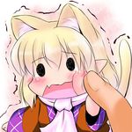  animal_ears blonde_hair cat_ears cat_tail chibi extra_ears fang fingers hoshizuki_(seigetsu) kemonomimi_mode mizuhashi_parsee open_mouth puru-see scarf solo tail tears touhou trembling 