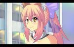  animal_ears blush breasts building collar fate/extra fate/stay_night fate_(series) fox_ears hair_ribbon medium_breasts pink_hair ribbon solo tamamo_(fate)_(all) tamamo_no_mae_(fate) yellow_eyes 