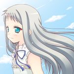  ano_hi_mita_hana_no_namae_wo_bokutachi_wa_mada_shiranai. aqua_eyes bad_id bad_pixiv_id blush hinata_mirun honma_meiko long_hair silver_hair smile solo 