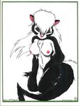  1997 breasts eyes_closed female james_m_hardiman kneeling nude skunk solo 