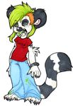  female heterochromia holly_massey lemur mohawk pants shirt solo tail tongue zeriara_(character) 