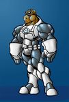  armor battlesuit equine green_eyes horse male mecha muscles power_armour robot solo standing tkc2021 