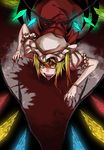  bad_id bad_pixiv_id blonde_hair blood blood_on_face bloody_clothes bow crawling fangs flandre_scarlet hat hat_bow highres iro_marimo licking short_sleeves solo tears tongue tongue_out touhou wings yellow_eyes 