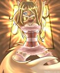  2005 blonde_hair blue_eyes canine cleavage female fox hair one_eye_closed skimpy solo standing tail tailsrulz wink 