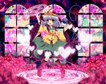  blush boots chireiden eyeball green_eyes green_hair hat heart highres himinato_miyu komeiji_koishi magic_circle silver_hair skirt solo stained_glass sun_hat third_eye touhou window 