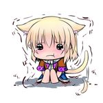  :t animal_ears blonde_hair cat_ears cat_tail chibi extra_ears hoshizuki_(seigetsu) kemonomimi_mode mizuhashi_parsee pout puru-see scarf solo tail tears touhou trembling 