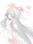  bow floating_hair fujiwara_no_mokou hair_bow heart highres long_hair mitarasi-1517 profile silver_hair solo touhou upper_body 