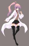  bad_id bad_pixiv_id blush boots coat labcoat long_hair original pleated_skirt ponytail purple_eyes purple_hair rage_(rojiura) school_uniform skirt sleeves_rolled_up solo thigh_boots thighhighs very_long_hair zettai_ryouiki 