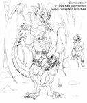  1998 bdsm bondage dinosaur dragon fellatio forced_oral gay h_cruz kaa kaa_(artist) kaa_starhunter licking lizard male oral oral_sex raptor scalie sex size_difference tongue 