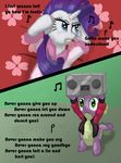  blue_eyes boombox comic cute dragon english_text equine female feral friendship_is_magic green_eyes hair horn horns horse jacket male mammal my_little_pony parody pony purple_hair rarity_(mlp) rick_astley rickroll robe scalie sgolem spike_(mlp) text unicorn 