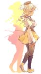  blonde_hair blush breasts drill_hair fingerless_gloves gloves hat highres large_breasts magical_girl mahou_shoujo_madoka_magica okotan_(dewdrops) shadow smile solo thighhighs tomoe_mami twin_drills twintails yellow_eyes 