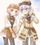  1girl aqua_eyes azel_(rune_factory) bad_id bad_pixiv_id belt hat jacket pink_hair ribbon rune_factory rune_factory_oceans short_hair sonia_(rune_factory) white_hair yuyuzuki_(yume_usagi) 