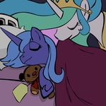  asleep bed duo equine female feral friendship_is_magic horn horse mammal moongazeponies my_little_pony pegacorn pony princess princess_celestia_(mlp) princess_luna_(mlp) royalty sleeping teddy_bear teddybear 