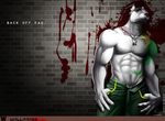  abs blood canine dog fag hood looking_at_viewer male nexus pitbull scar solo tattoo topless torn_ear wallpaper 