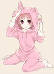  animal_costume bad_id bad_pixiv_id barefoot bunny_costume hood pink pink_eyes pink_hair ranosaku short_hair sleepwear solo to_aru_majutsu_no_index tsukuyomi_komoe 