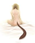  back bed brown_hair cat_ears female hair kemonomimi nekomimi solo tail unknown_artist yume 