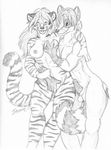  2007 balls blush breasts eyes_closed feline female fingering from_behind goldenfox grope male masturbation nude penis raccoon sex sketch straight tiger 