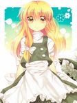  bad_id bad_pixiv_id blonde_hair grin hair_ribbon hat hat_removed headwear_removed kirisame_marisa long_hair okara_kirazu ribbon smile solo touhou yellow_eyes 