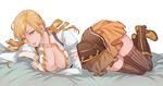  bad_id bad_pixiv_id blonde_hair boots breasts cleavage corset curvy detached_sleeves drill_hair large_breasts lips lying magical_girl mahou_shoujo_madoka_magica no_hat no_headwear on_side open_mouth solo takase_(harakiri) thighhighs tomoe_mami twin_drills twintails yellow_eyes zettai_ryouiki 