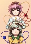  absurdres flower grapepop highres komeiji_koishi komeiji_satori multiple_girls no_hat no_headwear siblings sisters touhou wreath 