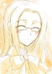  blush fushimi_chihiro glasses long_hair persona persona_3 ribbon segami_daisuke smile solo 