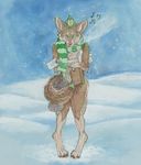  canine carols cold coyote digitigrade female fera feralityillustration green nude scarf shy snow solo sticking_plaster turtle xmas 