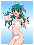  bikini blue_eyes flat_chest green_hair inferno_(nanbu14) long_hair onegai_twins onodera_karen solo swimsuit 