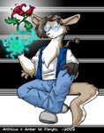  amber_williams cervine crossed_legs deer flower glasses hair long_tail magic male pose rose solo tail 