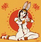  braid breasts female fossa_(artist) head_ornament indian jewelry lagomorph nude pussy rabbit small_breasts solo 